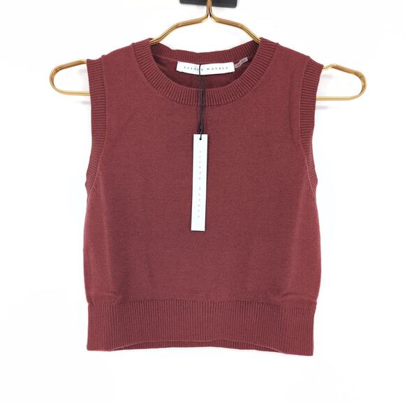 Susana Monaco Womens Crop Sweater Jumper Top in Terracotta - Size XS - NEW - Picture 2 of 14